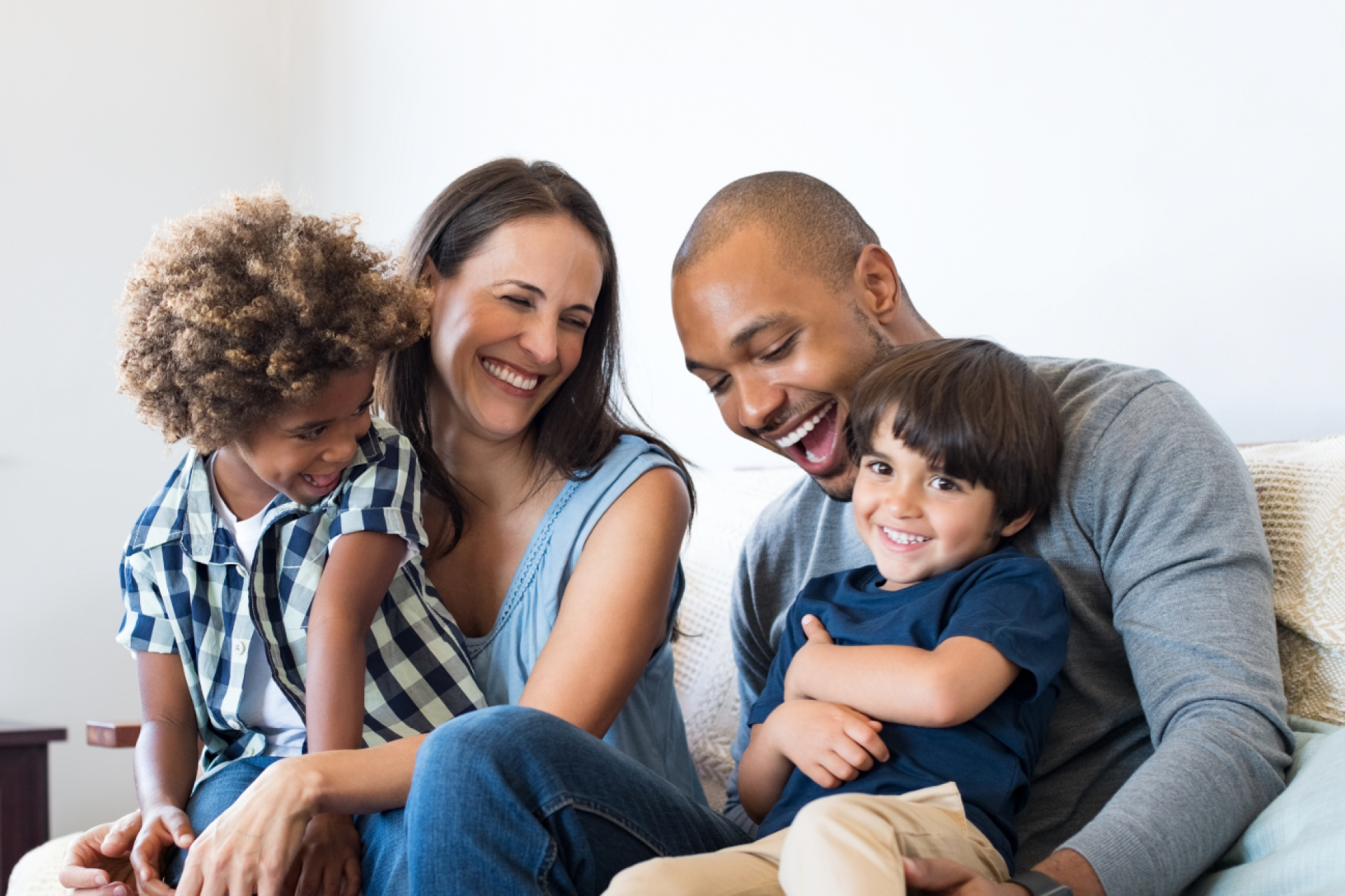 happy family in their home