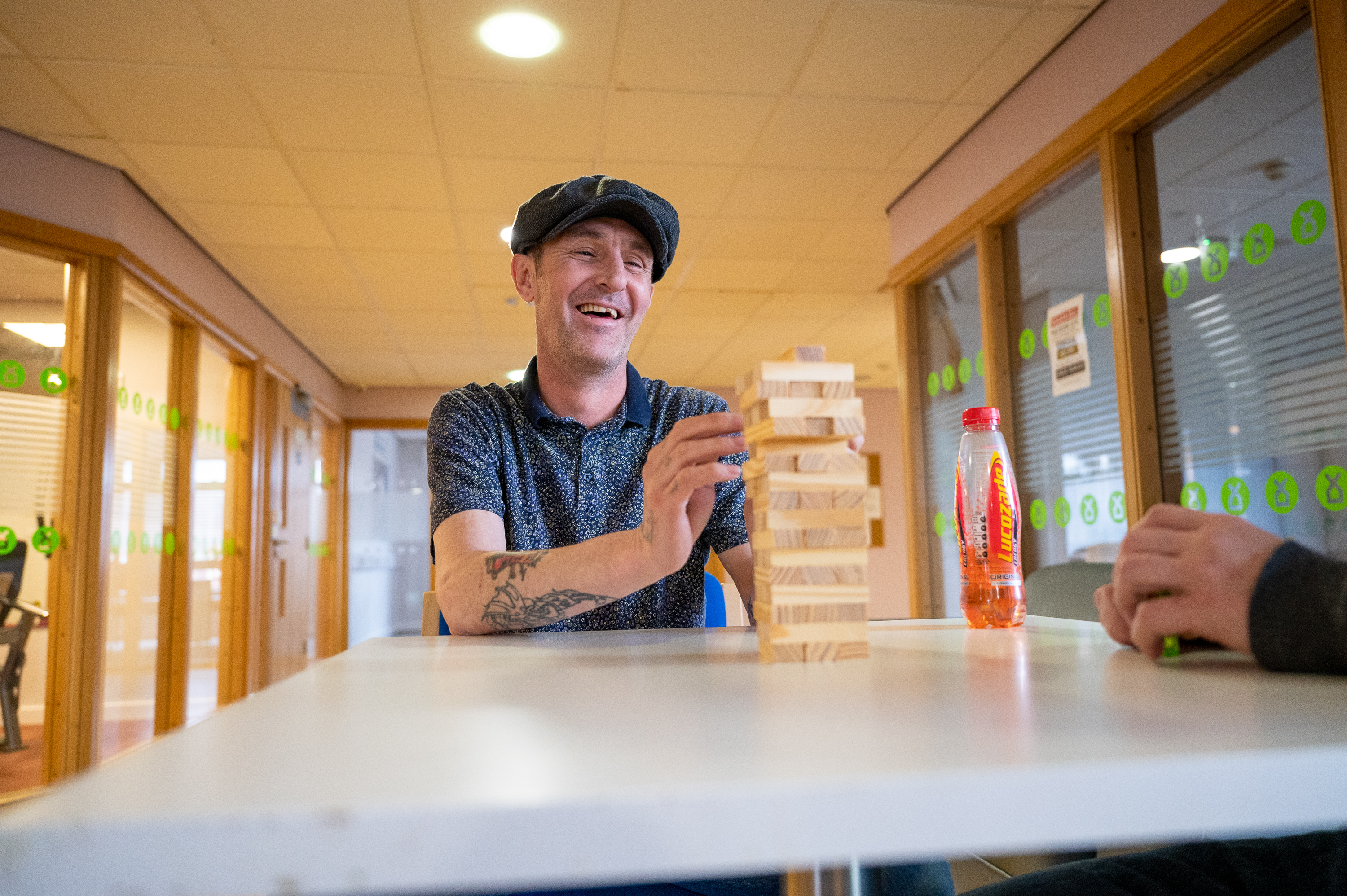 People playing Jenga
