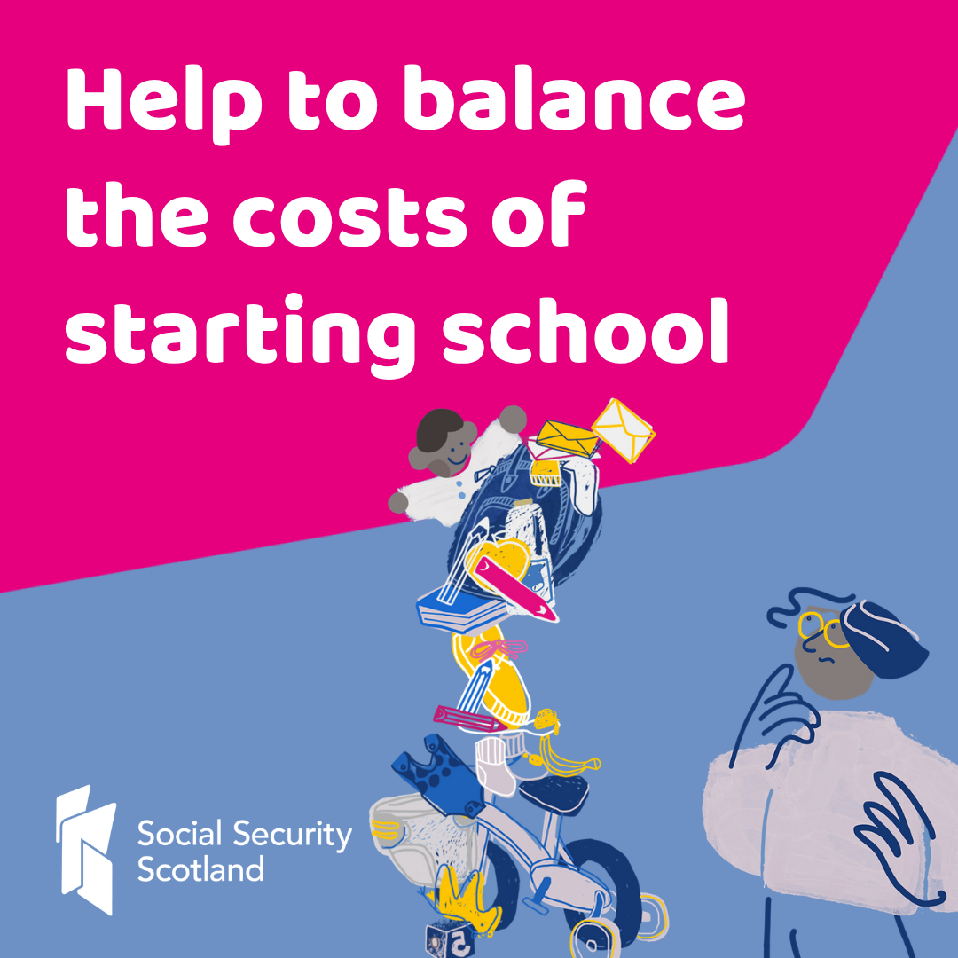 Banner promoting financial support for families with children starting primary school