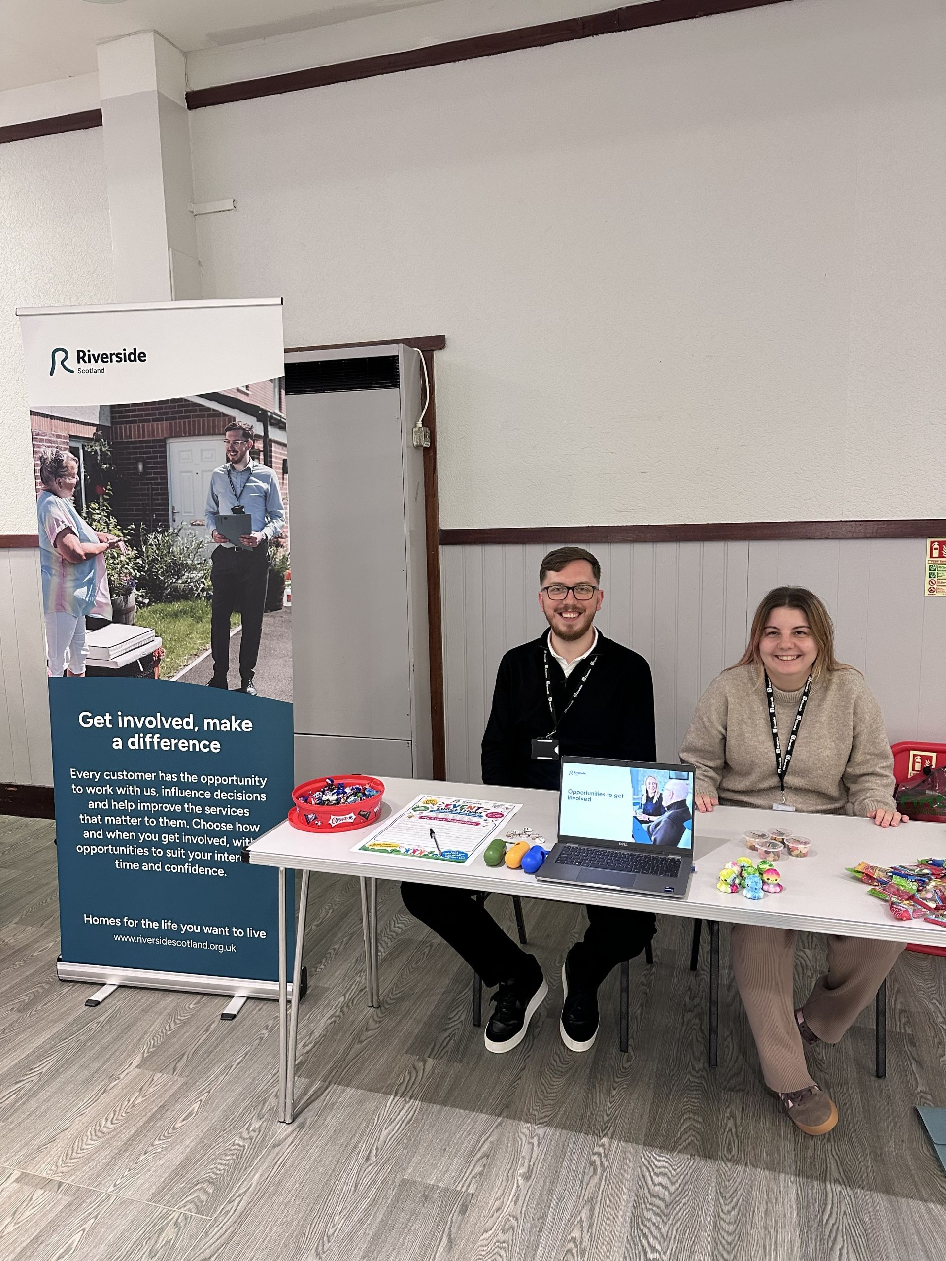 Colleagues at event table