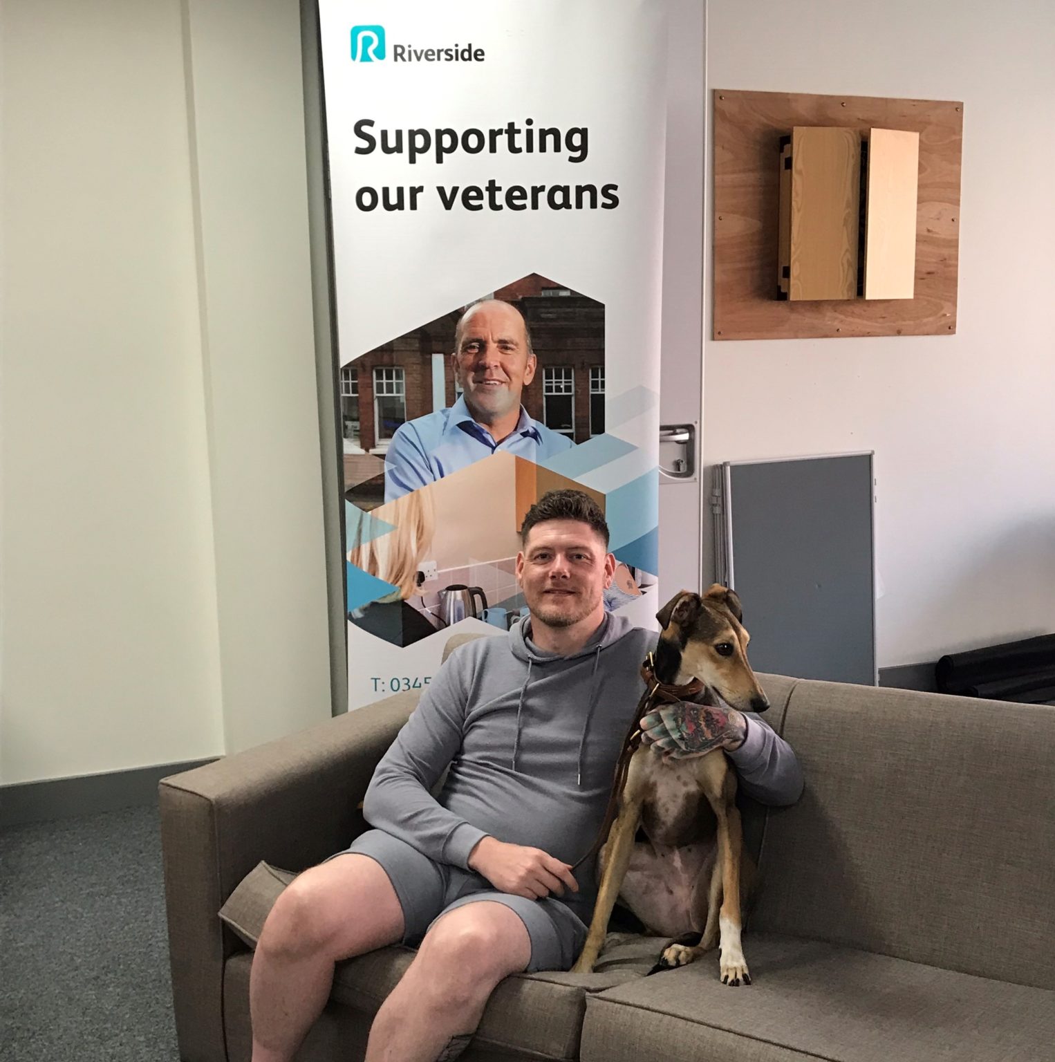 Mark Dunn with his dog at Hardwick House