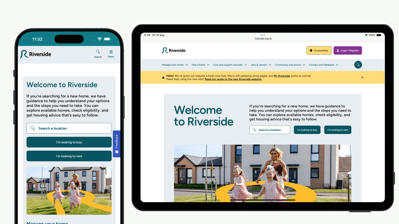 The new Riverside website on an iPhone and iPad