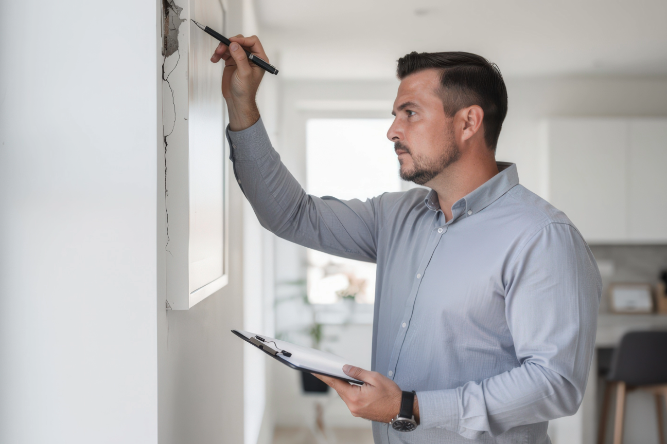 Housing officer inspecting a property during a home visit.