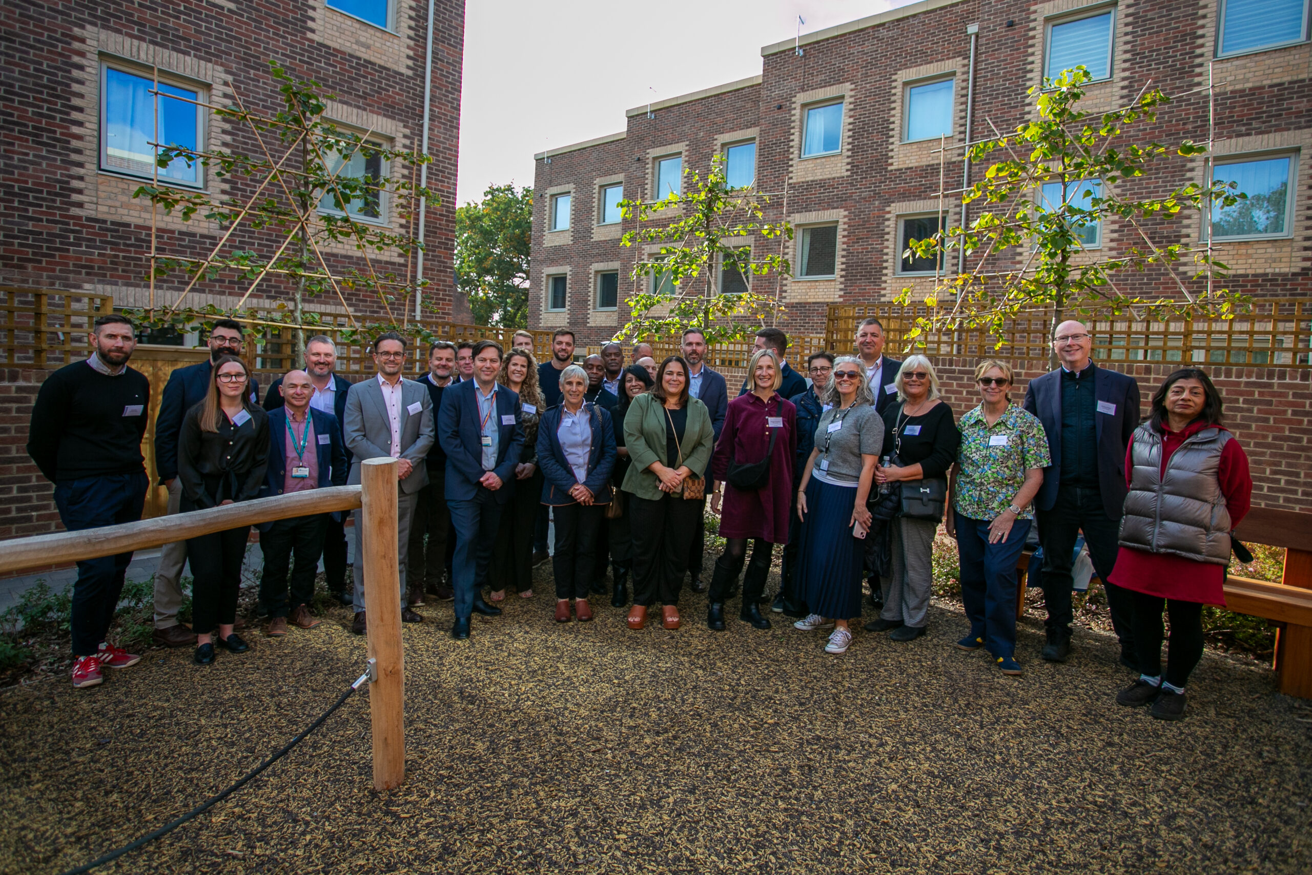 group outside building