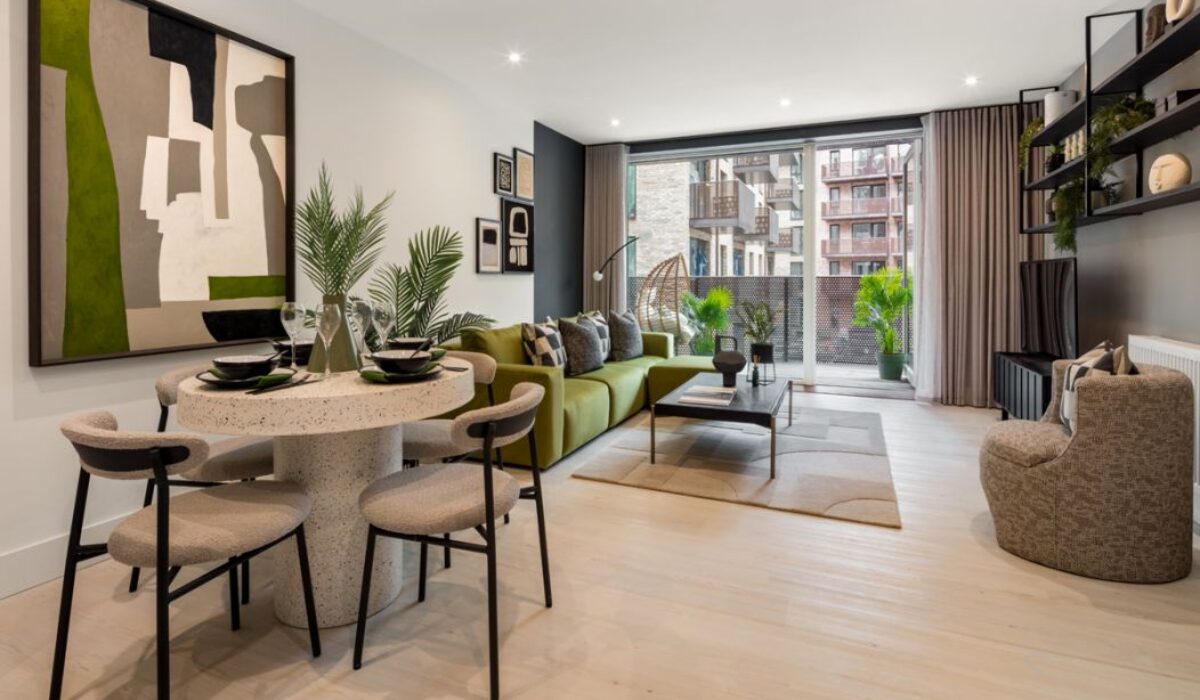 Inside view of living room and kitchen