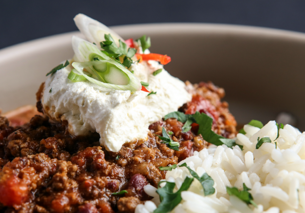 plate of chilli con carne