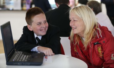 Youngsters from Gateacre School have been helping residents at Joseph Williams Mews to get online