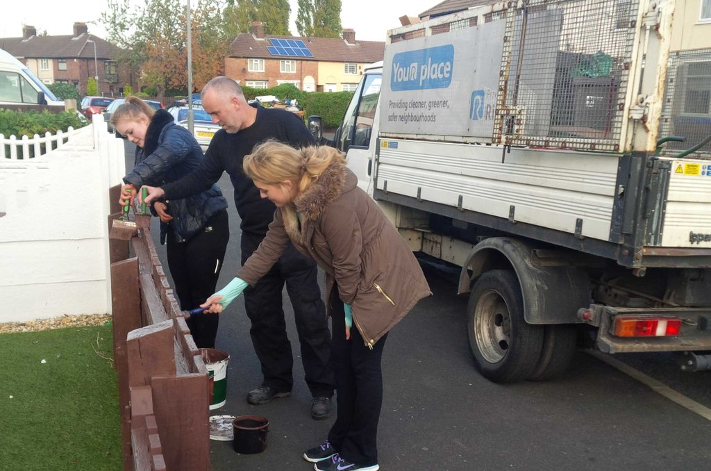 Riverside staff get stuck in during the Lovin' Dovey clean up