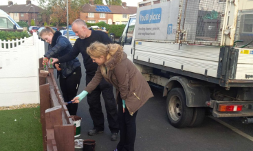 Riverside staff get stuck in during the Lovin' Dovey clean up