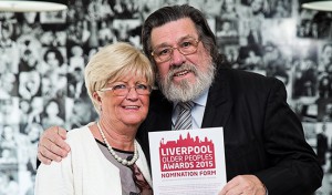 Margi Kelly with event supporter Ricky Tomlinson