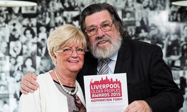 Margi Kelly with event supporter Ricky Tomlinson