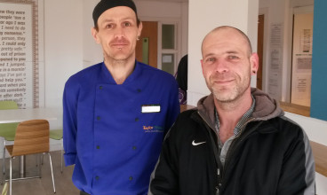Andrew is pictured with Gary, our head chef at The Crossings' cafe