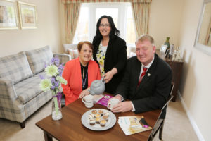 Riverside's Sally Nicholson welcomes Councillor John Kelly & Councillor Jill Fletcher to Willow Brook's show home