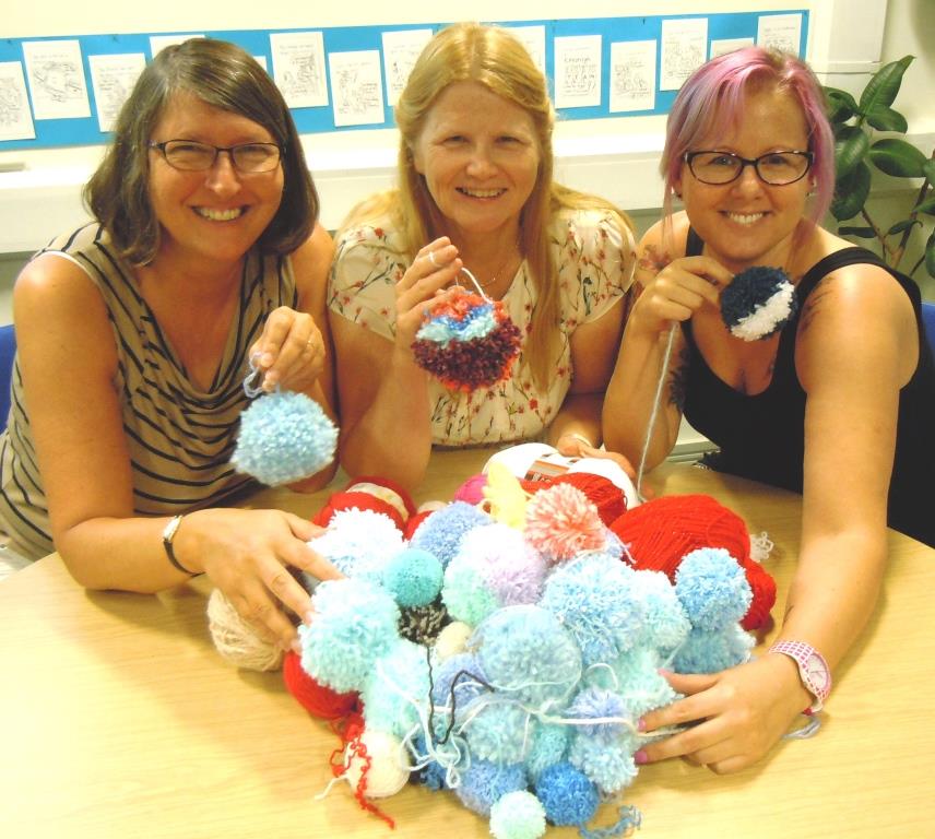 Riverside Pompom makers: Anita Graham, Marion Moroz and Tracy Andrew