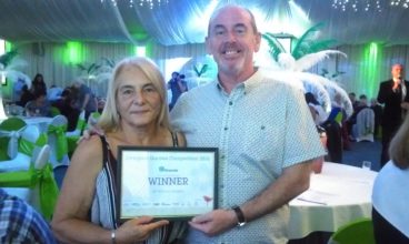 Mr and Mrs Murphy with Best Garden prize at Liverpool Garden Competition