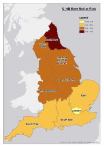 Appendix 1: Impact of LHA caps by English Region, 5 associations