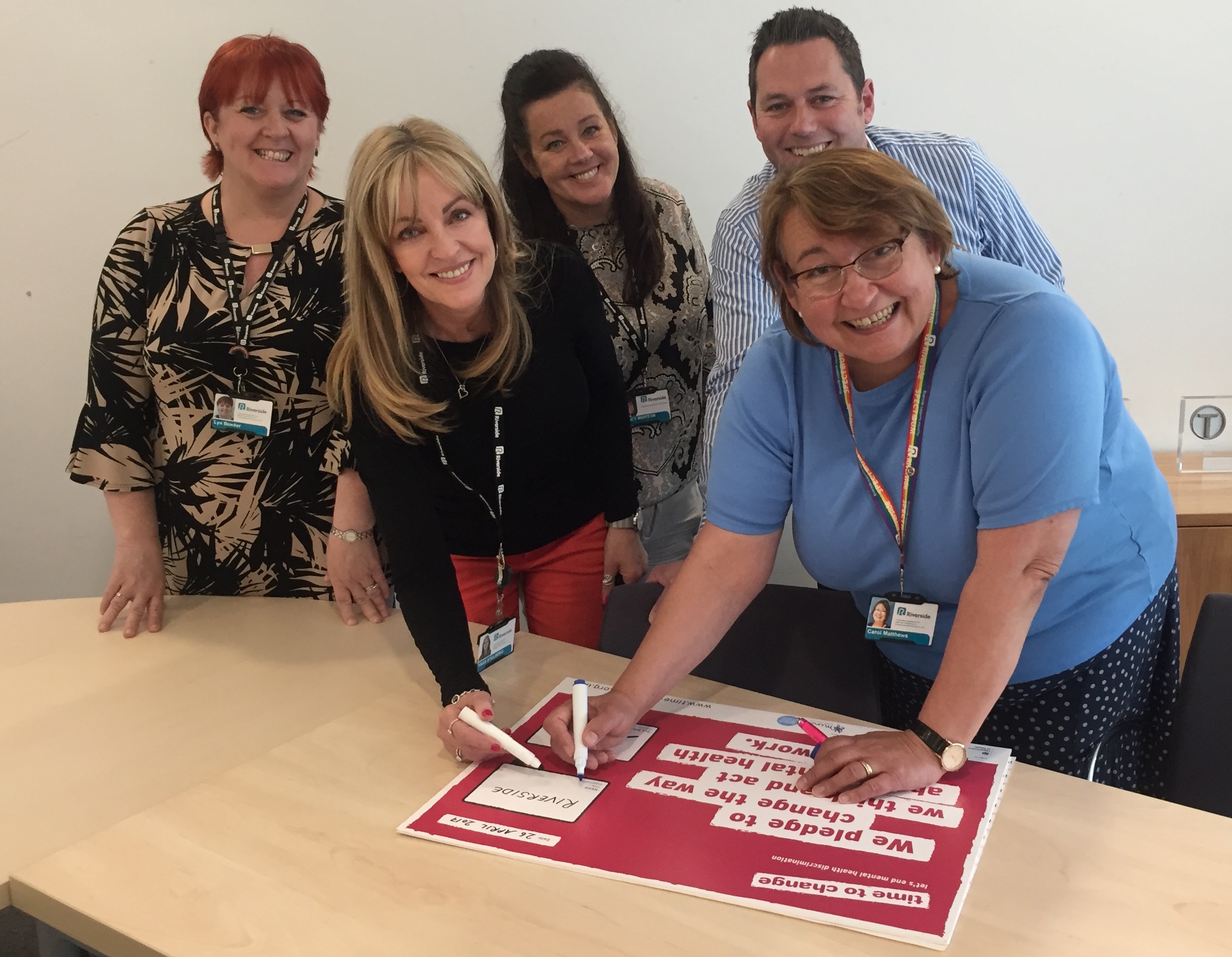 Riverside's Chief Executive Carol Matthews signs up to the Time to Change employer pledge