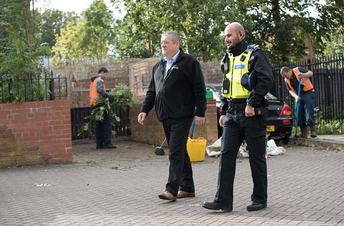 Riverside's housing officer Mark Nockles with partners on Newcastle clean up day.