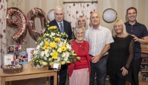 Riverside Chairman, Max Steinberg CBE visits Eva Cruikshank at her Riverside retirement living apartment at Fountain Court in Kirkdale.