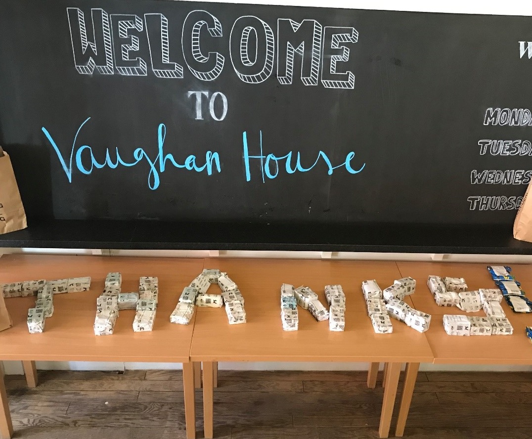 Donations given to Vaughan House during the Covid-19 lockdown.