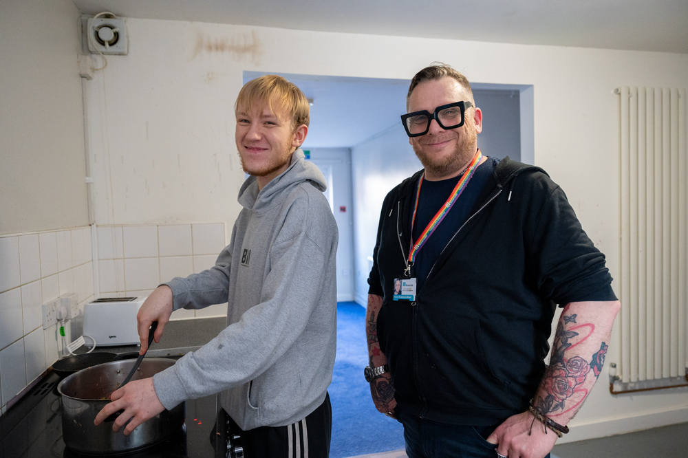 Customers and staff cooking at Centre 28 in Hull, Terry Street.