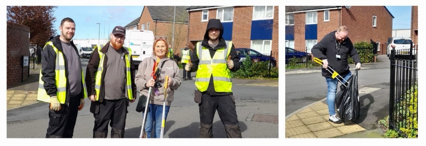 photo of community cleaning up litter