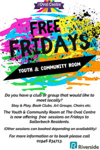 A colourful graffiti with the words 'Free Fridays' and the description of the offer.